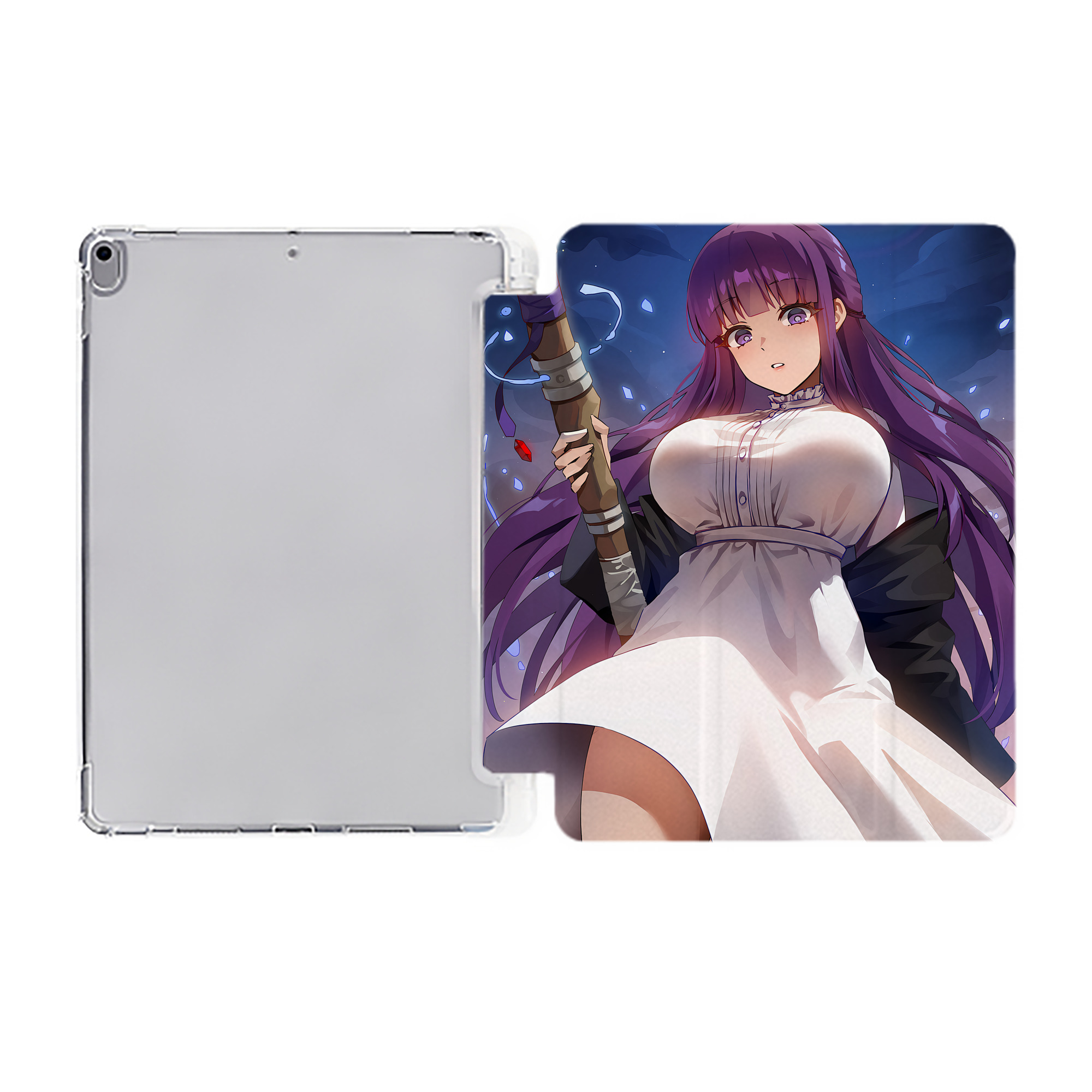 （画像用） 葬送のフリーレン Frieren IPad ケース ペン収納付き 三つ折りスタンド PUレザー×シリコン 対応機種9.5/10.5/10.9インチ